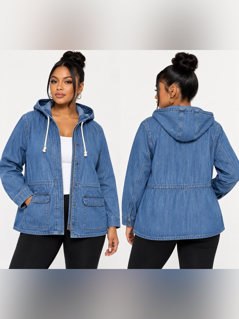 FOREVER 21+ DENIM PARKA JACKET - BLUE SIZE 0X (NEW WITH TAGS) A3